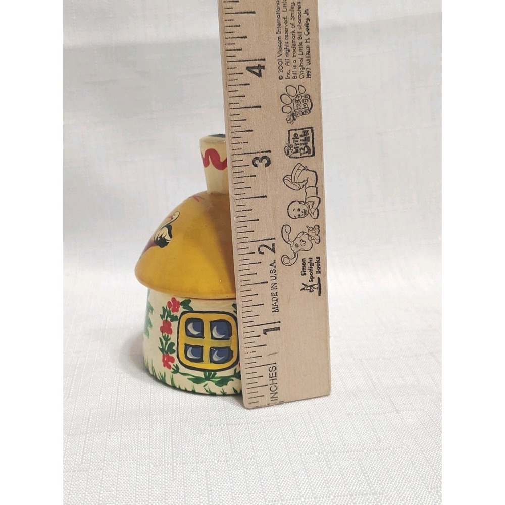 Vintage Ukrainian Mini Lidded Wooden Trinket Box Hand Painted Cottage Birds 3" - Picture 8 of 9